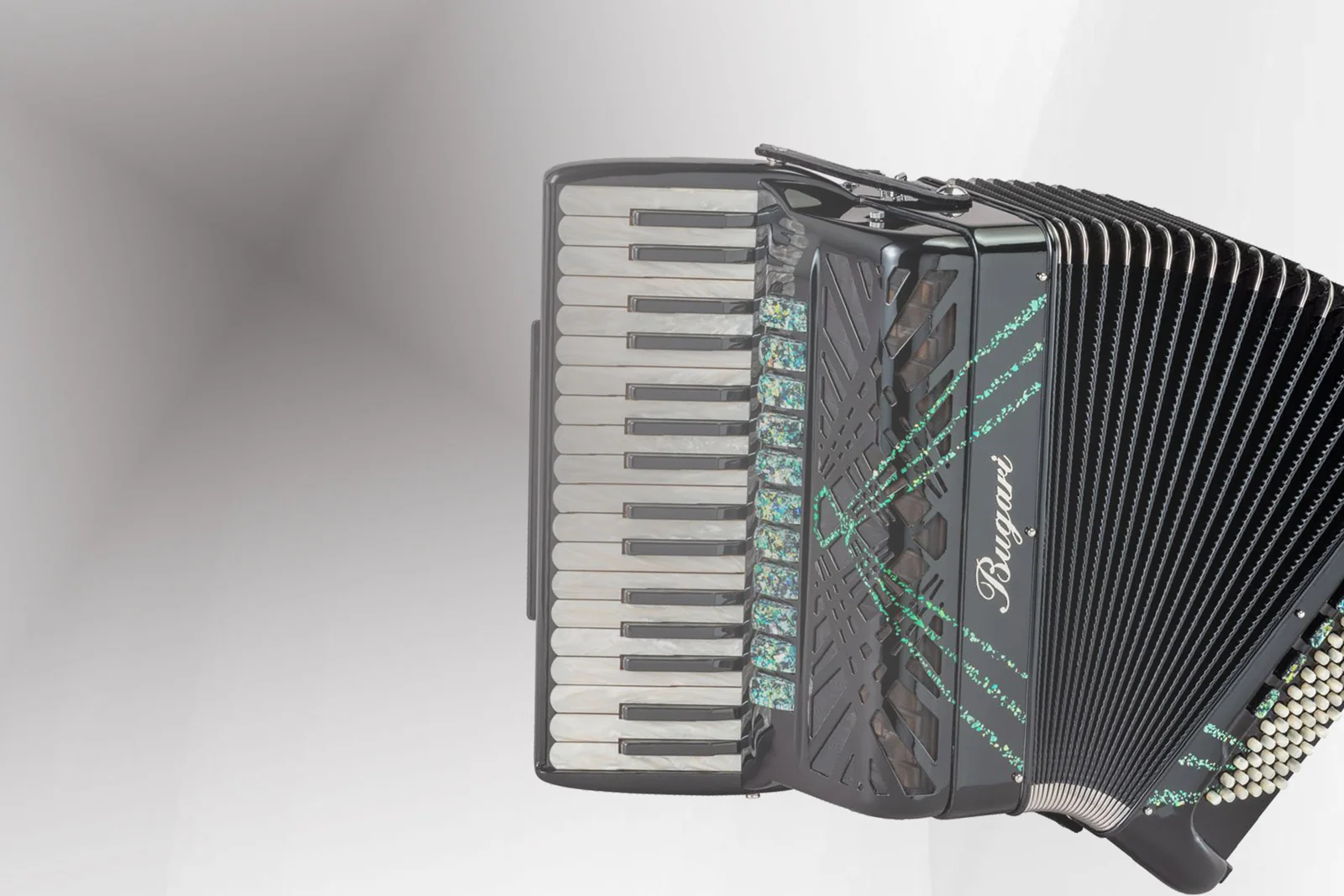 Bugari accordion keyboard, grille and bellows
